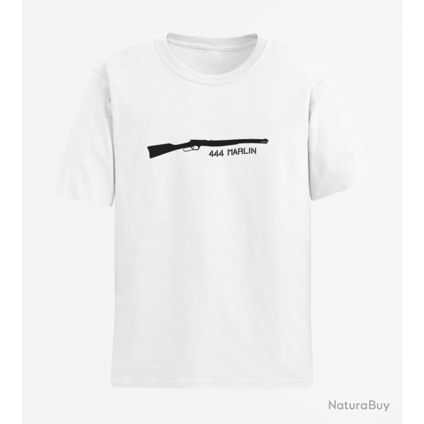 T shirt Armes Carabine  levier sous garde 444 Marlin Blanc