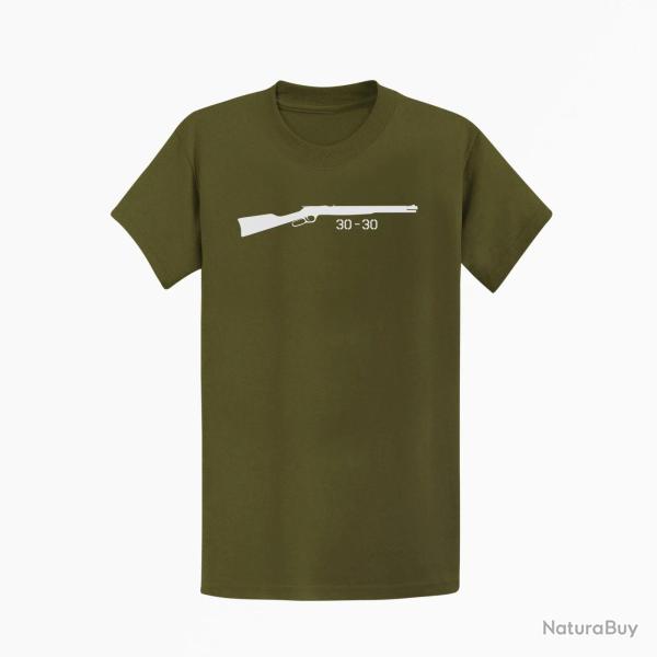 T shirt Armes Carabine � levier sous garde 30 30 Kaki Blanc