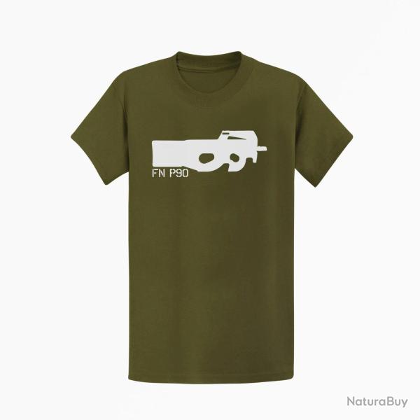T shirt Armes FN P90 Kaki Blanc