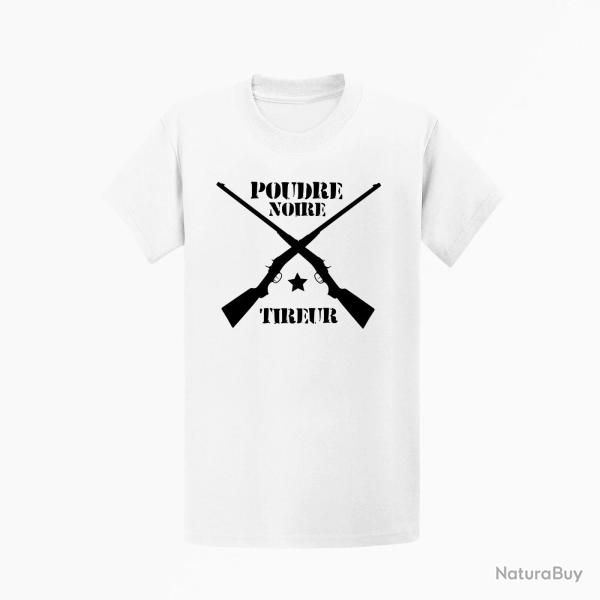 T shirt Armes Fusils poudre noire Tireur Blanc