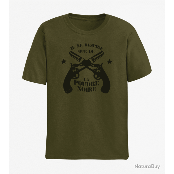 T shirt Armes Je ne respire que de la poudre noire Revolvers Army Noir