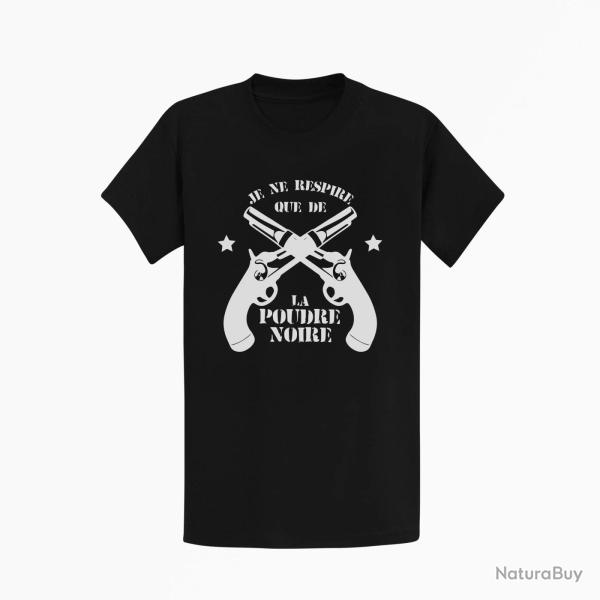 T shirt Armes Je ne respire que de la poudre noire Revolvers Noir