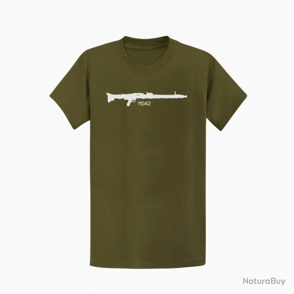 T shirt Armes MG42 Kaki Blanc