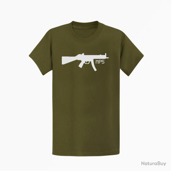 T shirt Armes MP5 Kaki Blanc