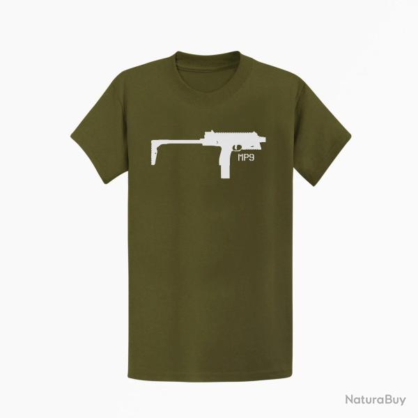 T shirt MP9 Crosse D�pli�e Kaki Blanc