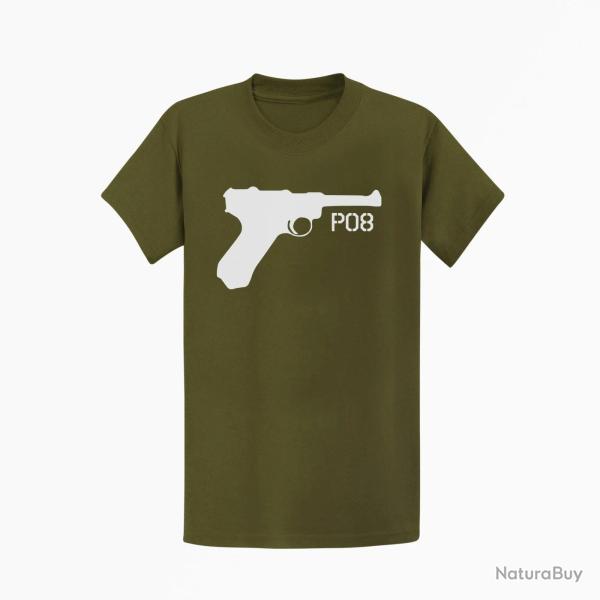 T shirt P08 Silhouette Kaki Blanc
