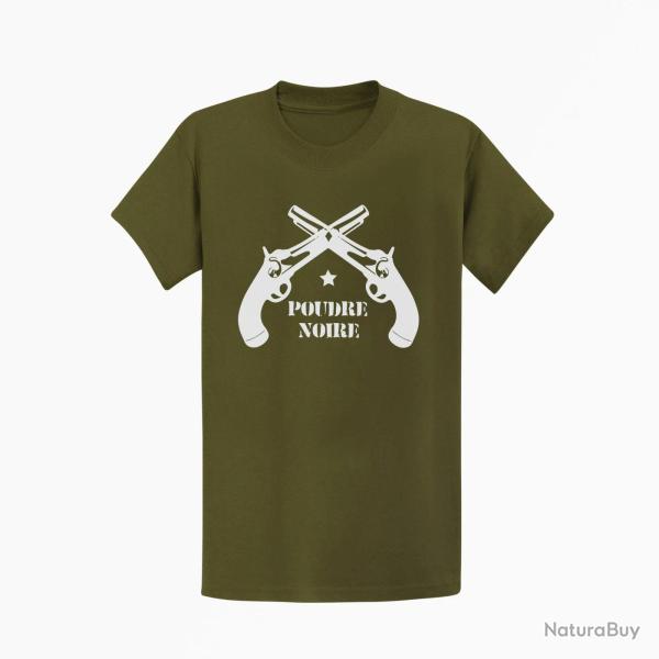 T shirt Armes Pistolet Poudre Noire Kaki Blanc