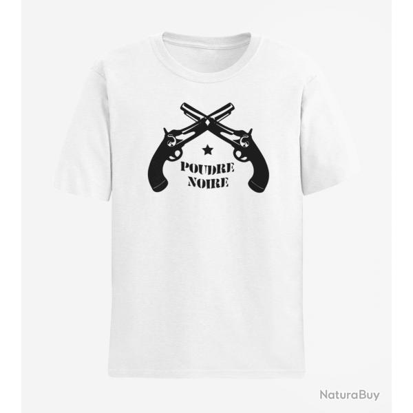 T shirt Armes Pistolet Poudre Noire Blanc