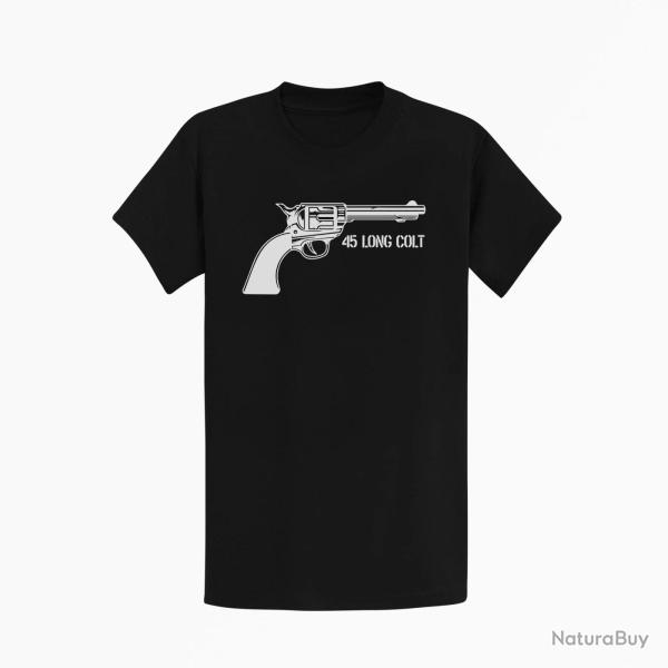 T shirt Armes Revolver Cowboy 45 Long Colt Noir