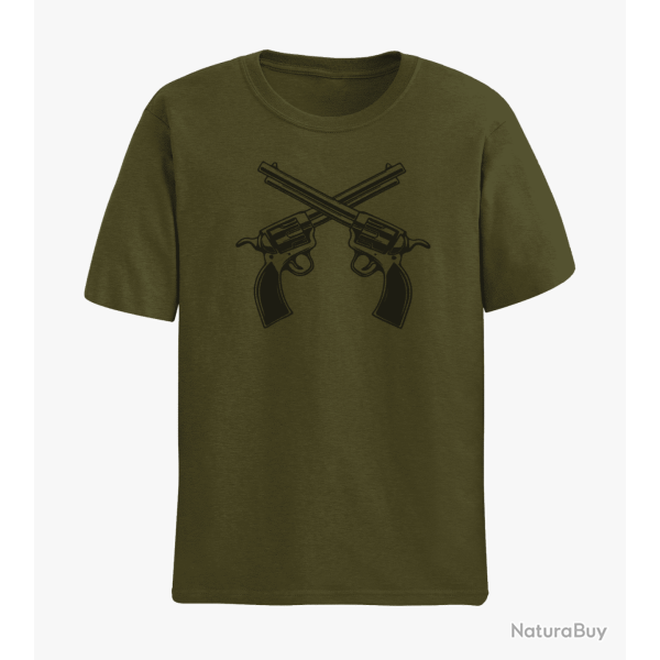 T shirt Armes Revolver Cowboy Army Noir