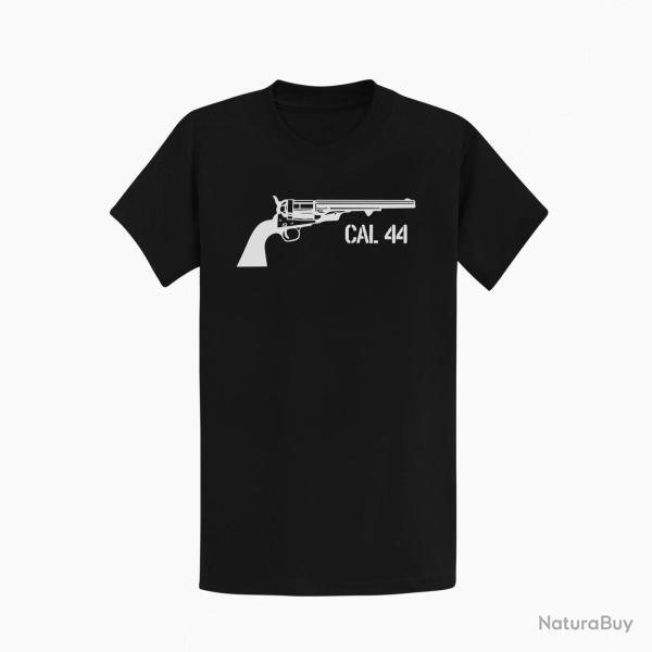 T shirt Armes Revolver Poudre Noir Cal.44 Noir