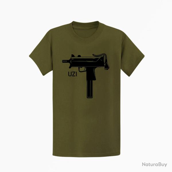 T shirt Armes UZI 2 Kaki Noir