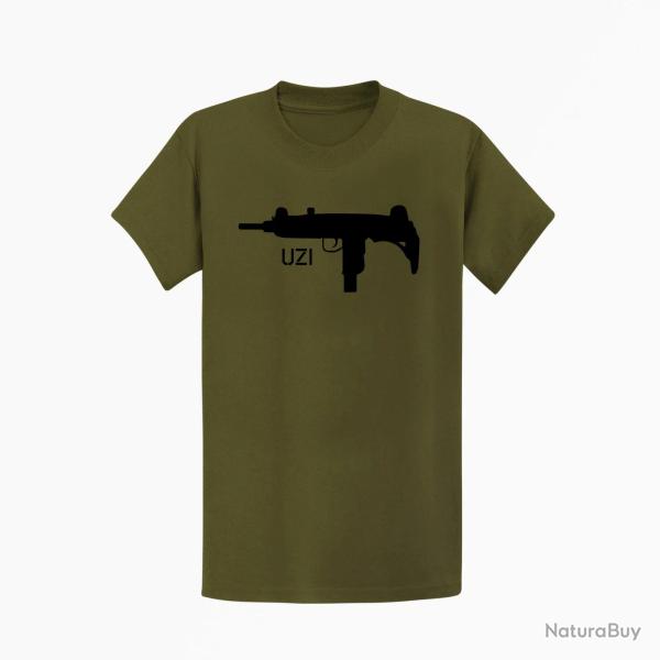 T shirt Armes UZI 3 Kaki Noir