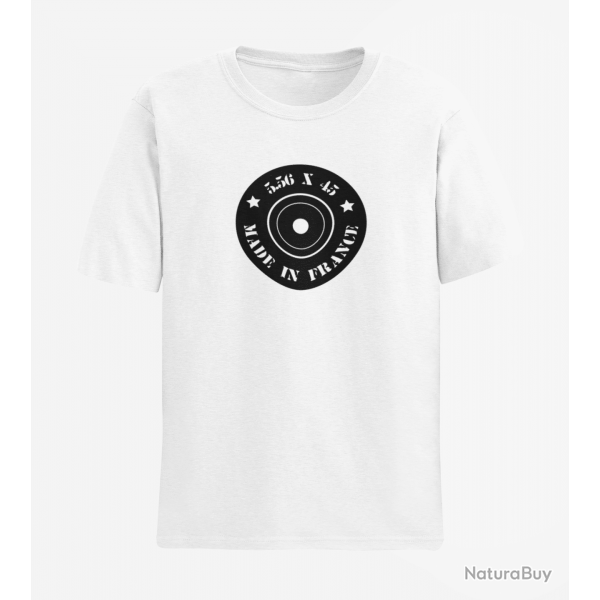 T shirt Cartouches Douille 5.56X45 Blanc