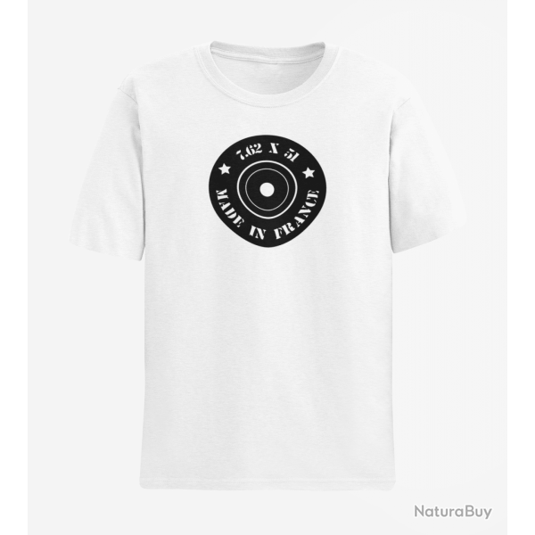T shirt Cartouches Douille 7.62x51 Blanc