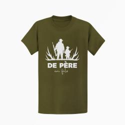 T shirt Chasse De p&egrave;re en fils Transmission Kaki Blanc