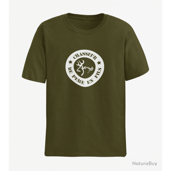 T shirt Chasse Chasseur de p�re en fils Army Blanc
