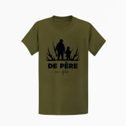 T shirt Chasse De p&egrave;re en fils Transmission Kaki Noir