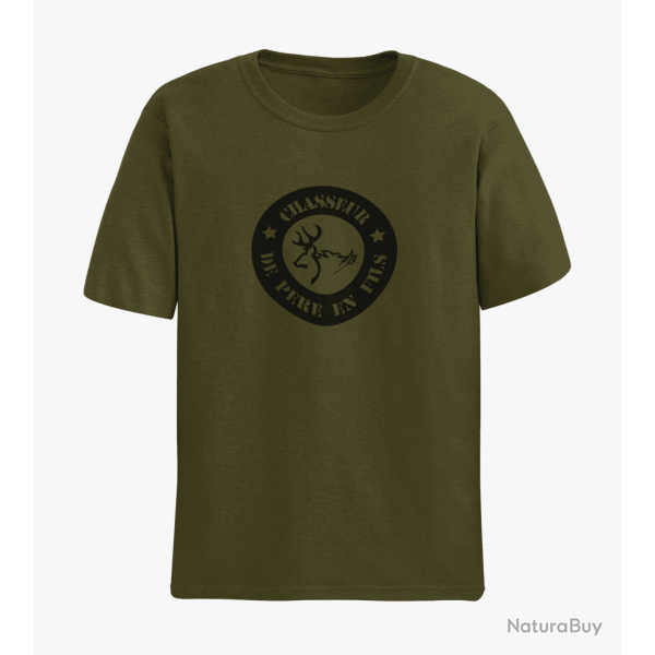 T shirt Chasse Chasseur de p�re en fils Army Noir