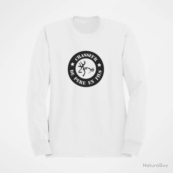 T shirt Chasse Chasseur de pre en fils Blanc