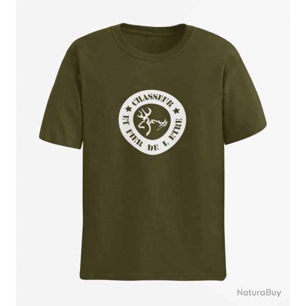 T shirt Chasse Chasseur et fire de l tre Army Blanc