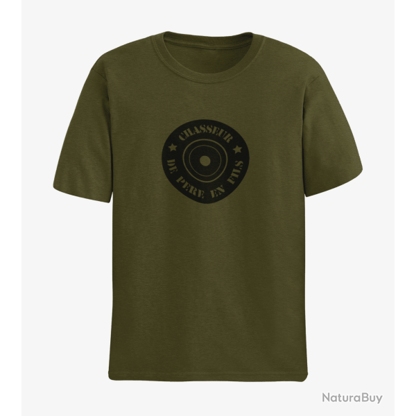 T shirt Chasse Douille Chasseur de p�re en fils Army Noir