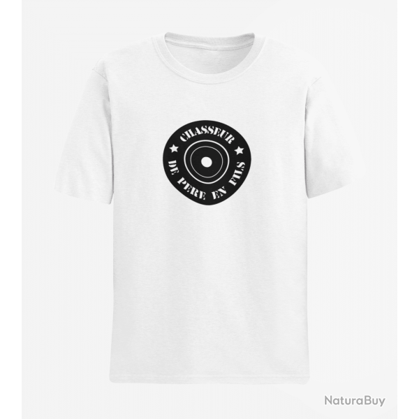 T shirt Chasse Douille Chasseur de pre en fils Blanc