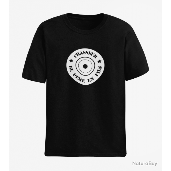 T shirt Chasse Douille Chasseur de pre en fils Noir