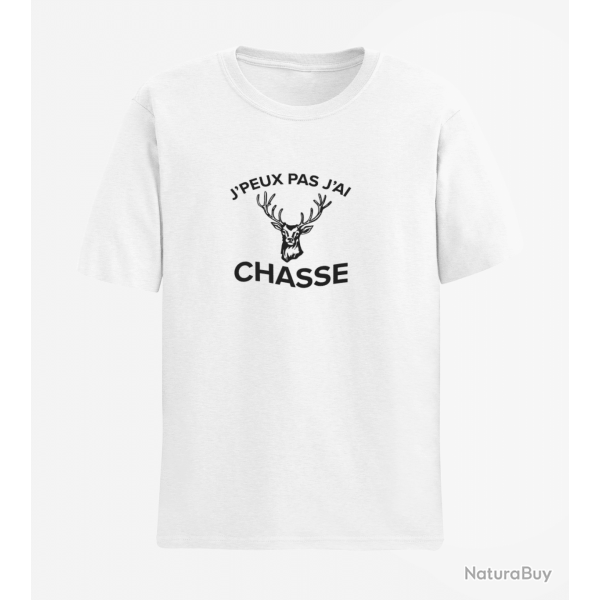 T shirt Chasse J peux pas j ai chasse Cerf Blanc