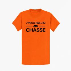 T shirt Chasse Je peux pas j ai chasse Orange
