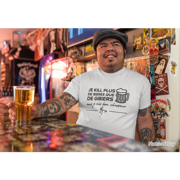 T shirt Chasse Je tombe plus de bires que de gibiers