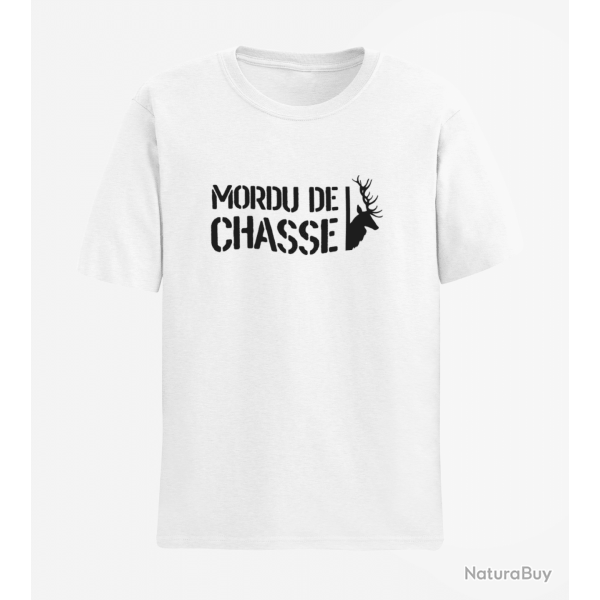 T shirt Chasse Mordu de chasse Blanc