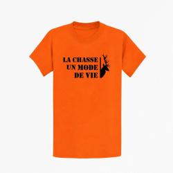 T shirt Chasse Un mode de vie Cerf Orange