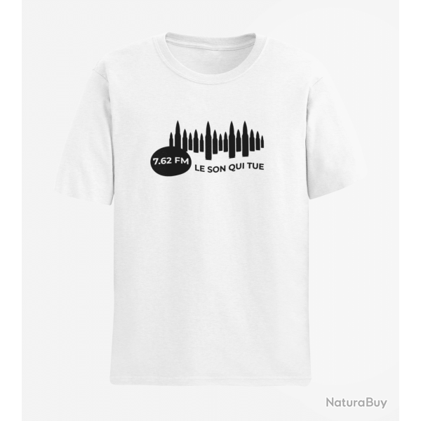 T shirt Humour 7.62 FM Blanc