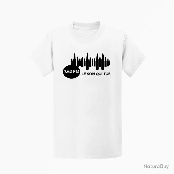 T shirt Humour 7.62 FM Blanc