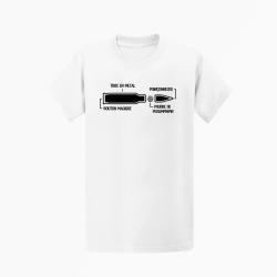 T shirt Humour Anatomie d une balle de fusil Blanc