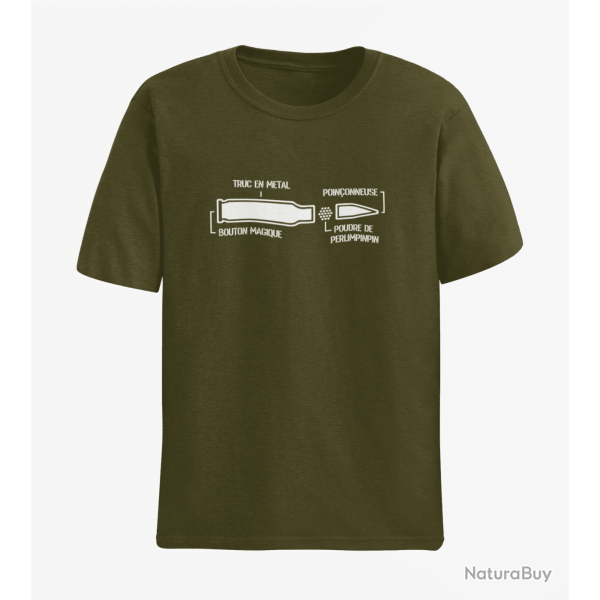 T shirt Humour Anatomie d une balle de fusil Army Blanc