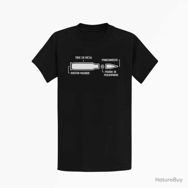 T shirt Humour Anatomie d une balle de fusil Noir