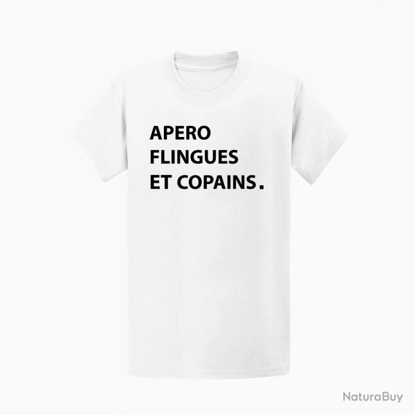 T shirt Humour Ap�ro Flingues et Copains Blanc