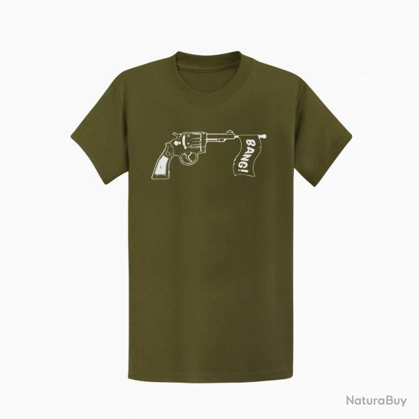 T shirt Humour Bang Kaki Blanc