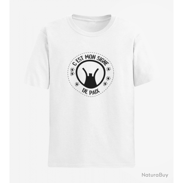 T shirt Humour C est mon signe de paix Blanc