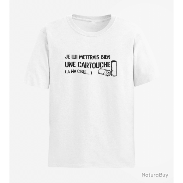 T shirt Humour Je lui mettrai bien une cartouche Blanc