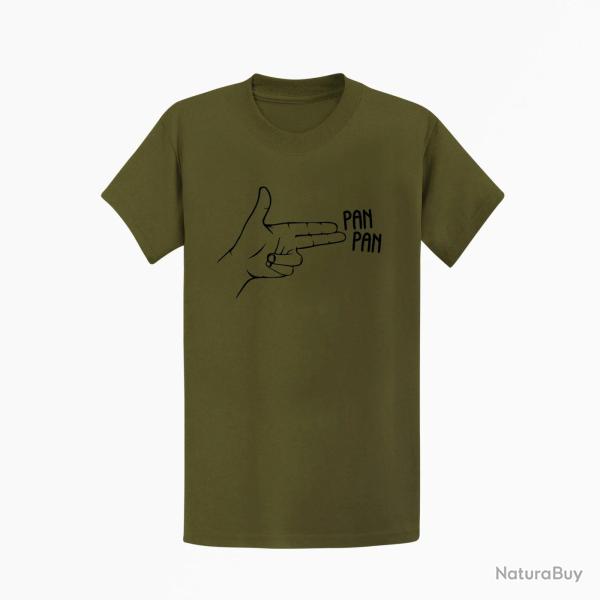 T shirt Humour Pan Pan Kaki Noir