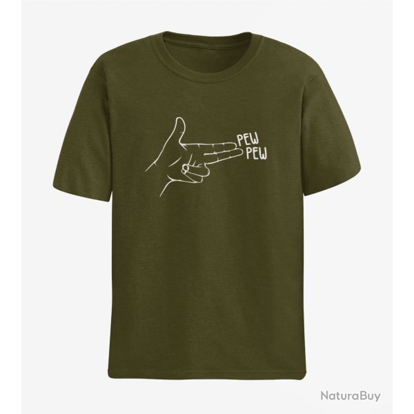T shirt Humour Pew Pew Army Blanc