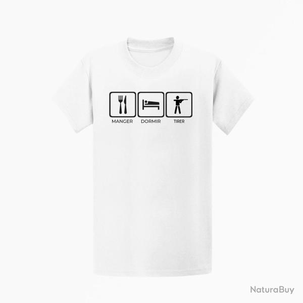 T shirt Tir Sportif Manger Dormir Tirer Blanc
