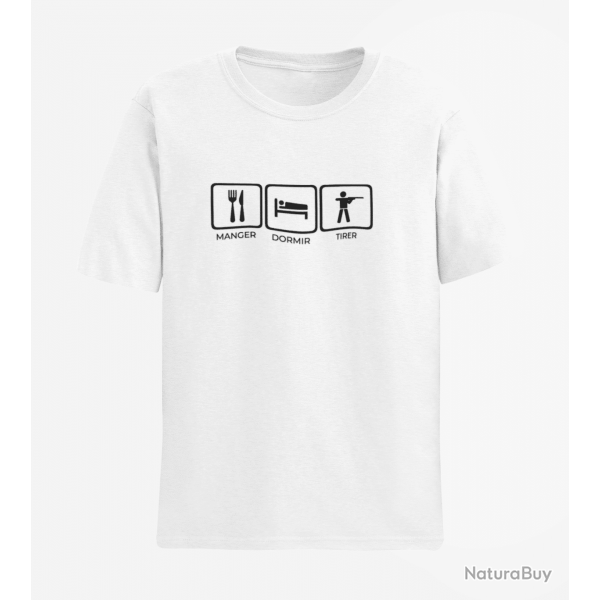 T shirt Tir Sportif Manger Dormir Tirer Blanc