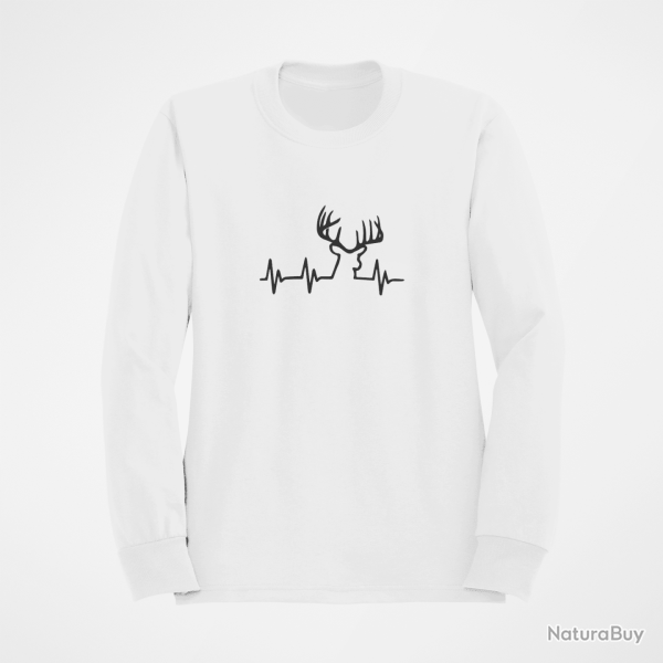 Sweat CHASSE Battement de Coeur Cerf Blanc