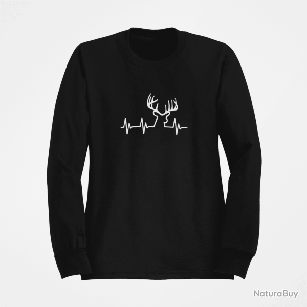 Sweat CHASSE Battement de Coeur Cerf Noir