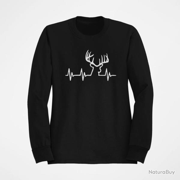 Sweat CHASSE Battement de Coeur Cerf Noir