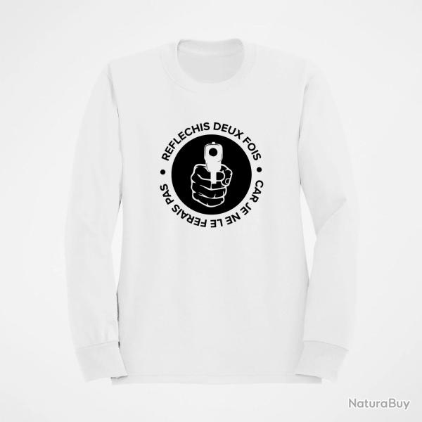 Sweat HOME DEFENSE R�fl�chis deux fois Blanc